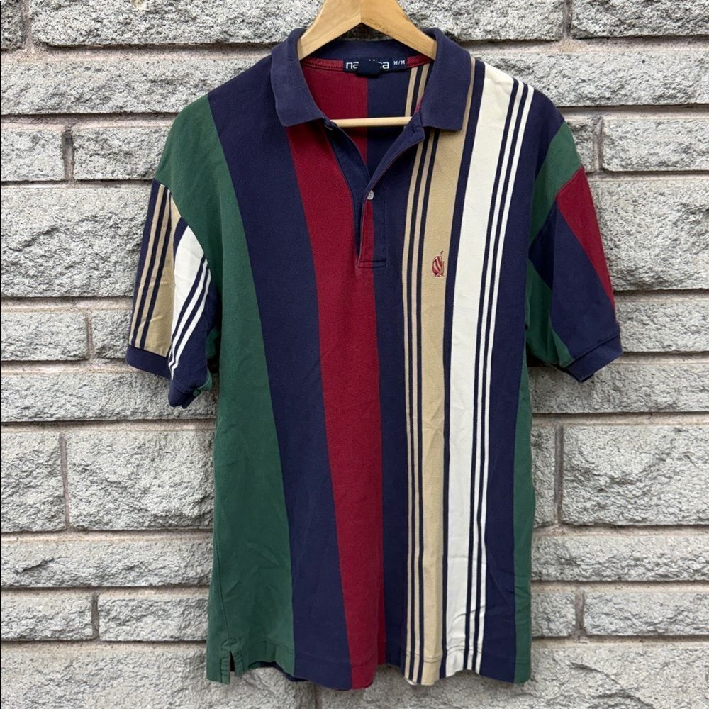 Vintage Colorful Nautica men’s Striped Polo Shirt Sz M